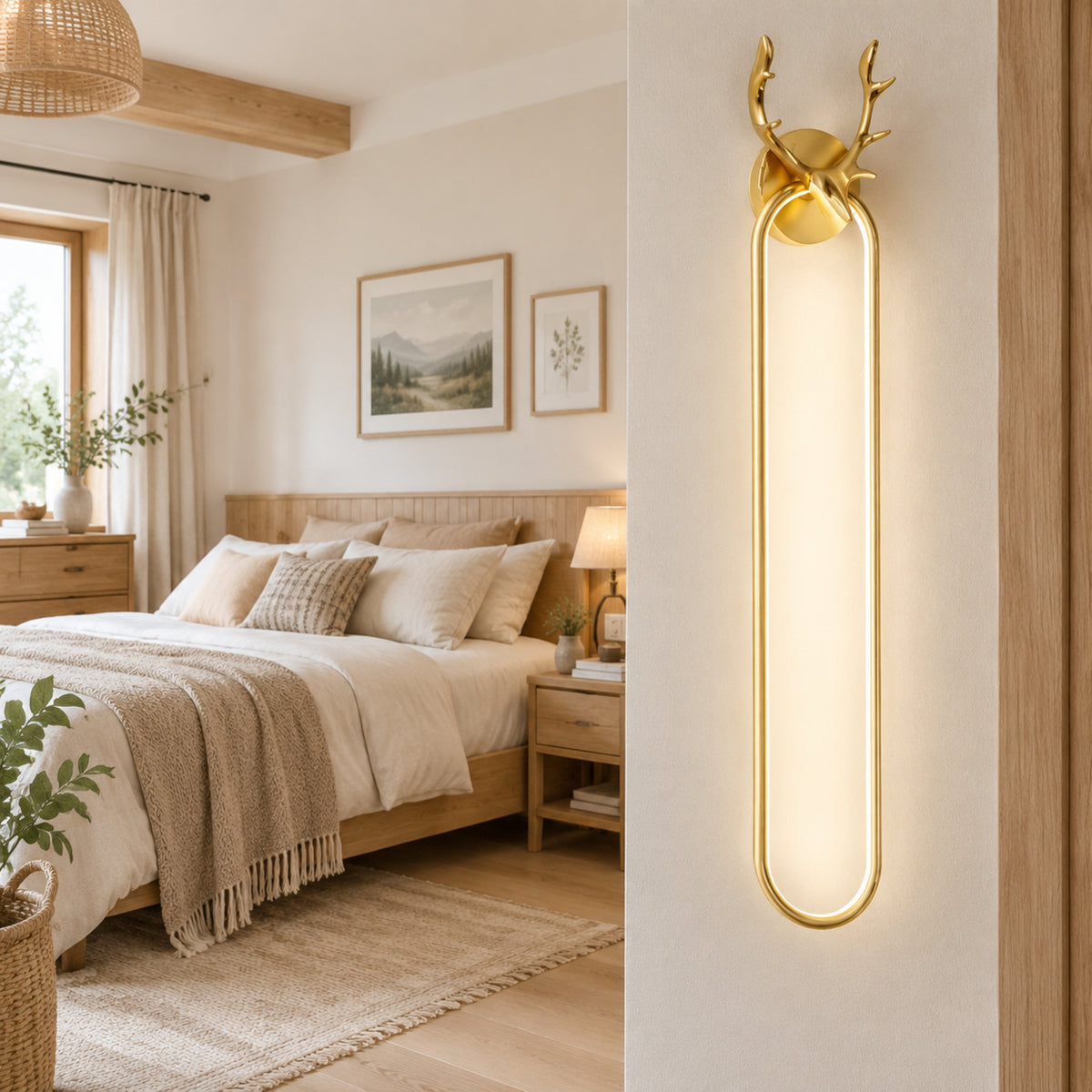 applique mural chambre doree cerf scandinave minimaliste