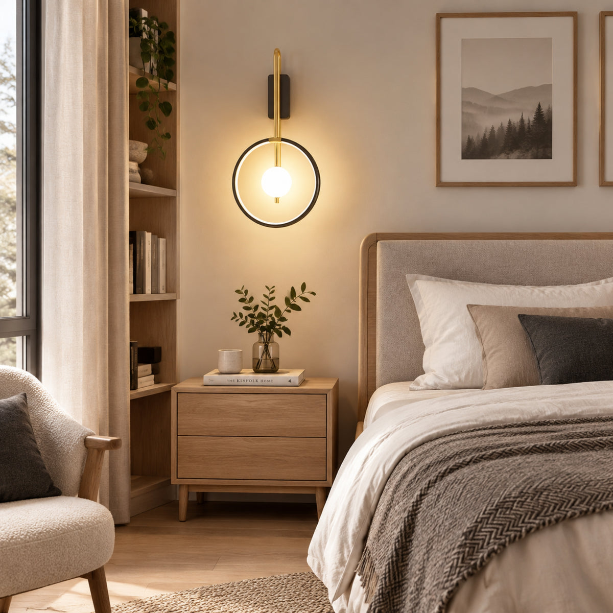 applique mural chambre lumiere directe avec plante design led apaisant