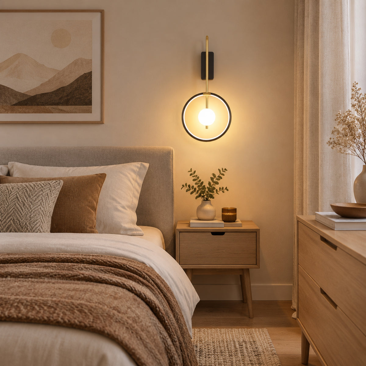 applique mural chambre lumiere directe vu face design led apaisant
