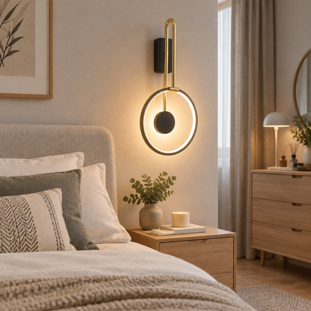 applique mural chambre lumiere indirecte avec plante design led apaisant