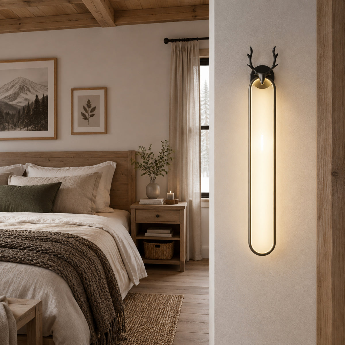 applique mural chambre noire avec cadre cerf scandinave minimaliste