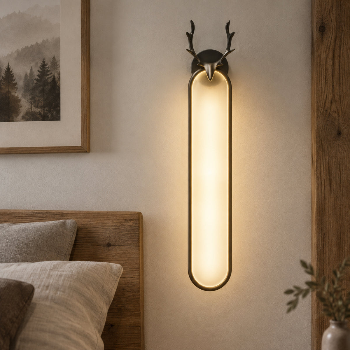 applique mural chambre noire cerf scandinave minimaliste