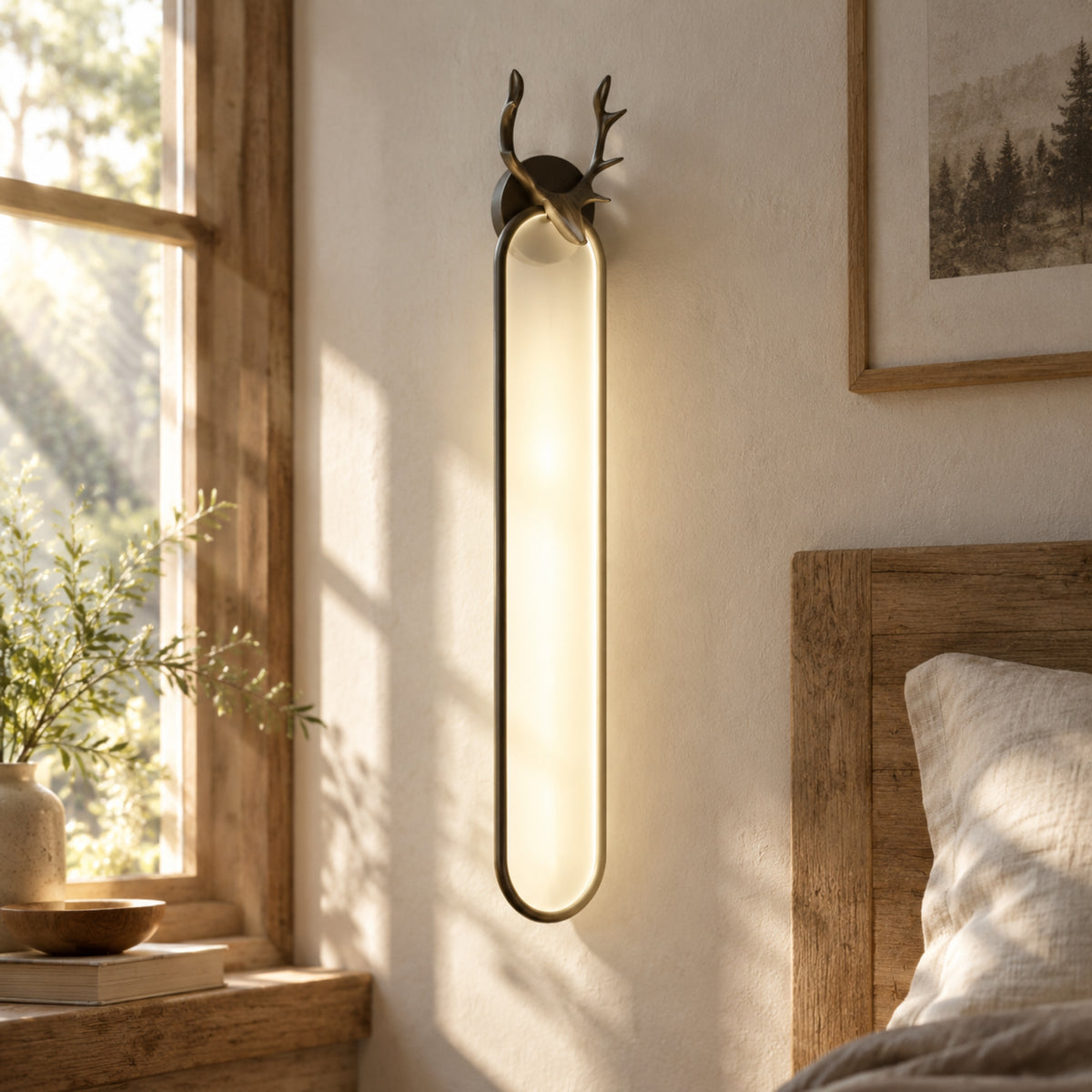 applique mural chambre noire cote fenetre cerf scandinave minimaliste