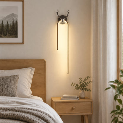 applique mural chambre noire dessus chevet cerf scandinave led