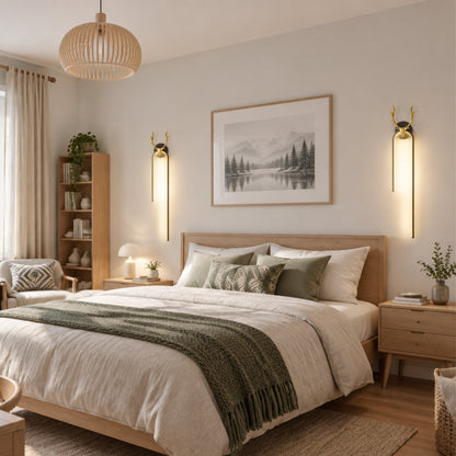 applique mural chambre noire et doree cerf scandinave led