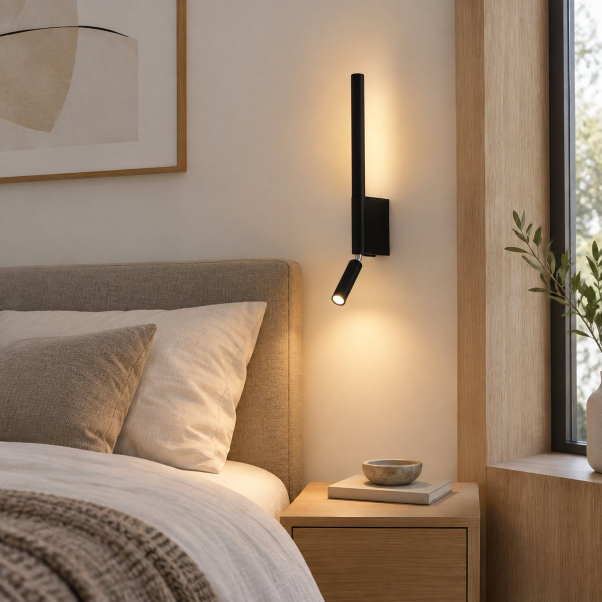 applique mural chambre noire scandinave 2 en 1