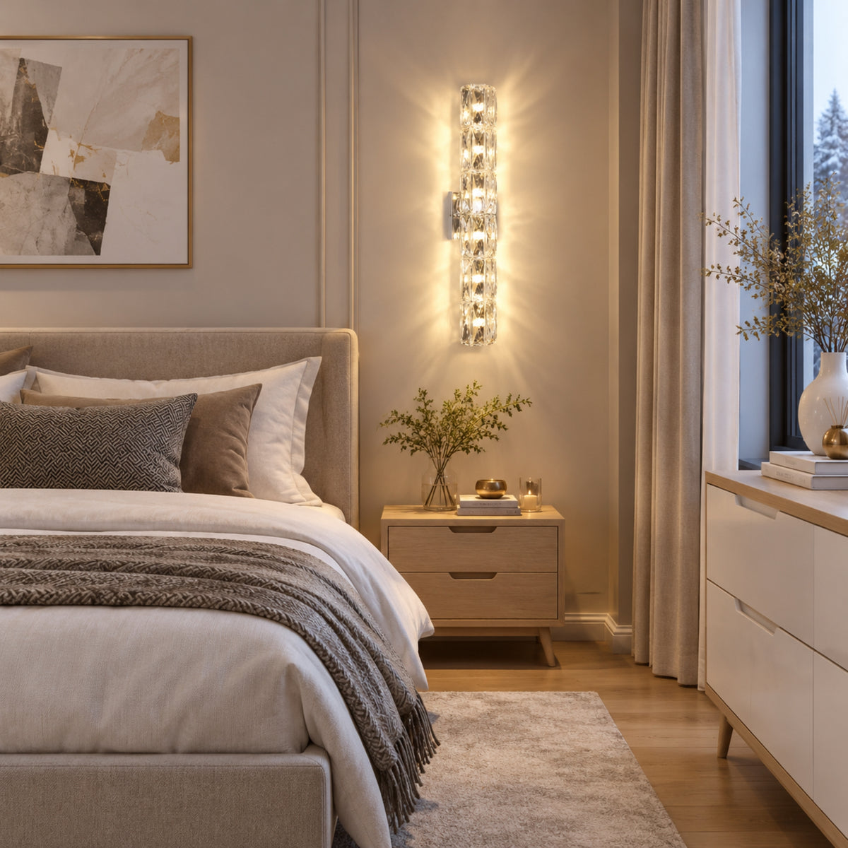 applique murale chambre adulte 60 cm avec plante cristalia