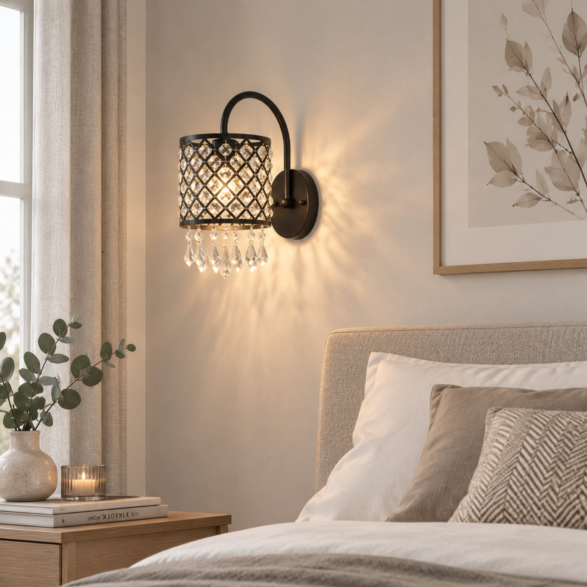 applique murale chambre adulte cote fenetre cristal elegance