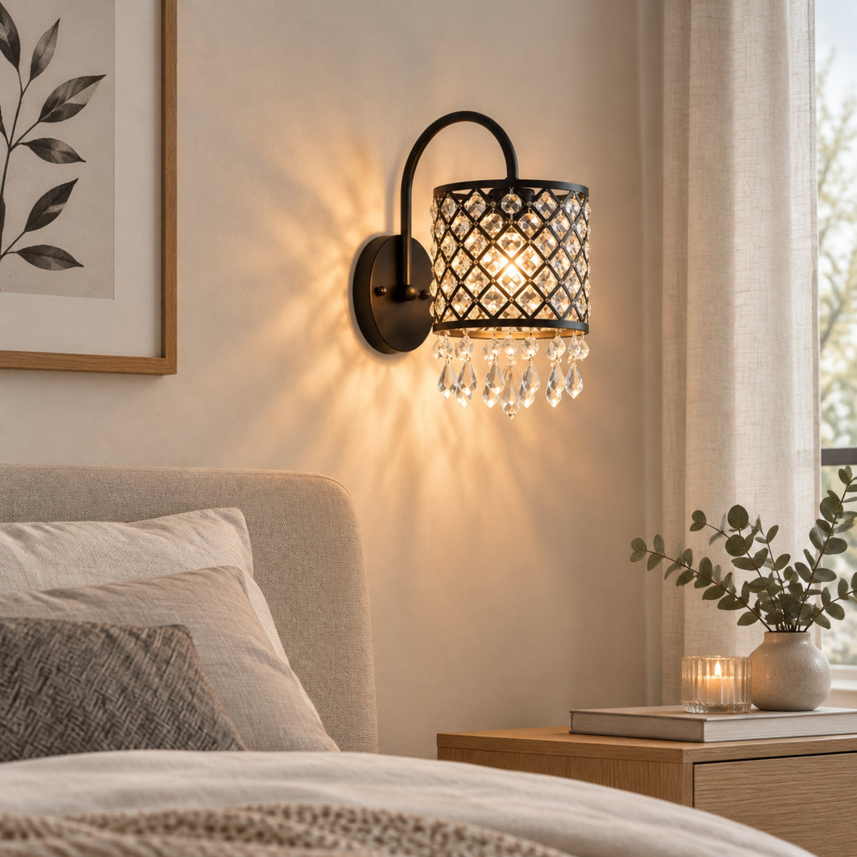 applique murale chambre adulte cote lit cristal elegance