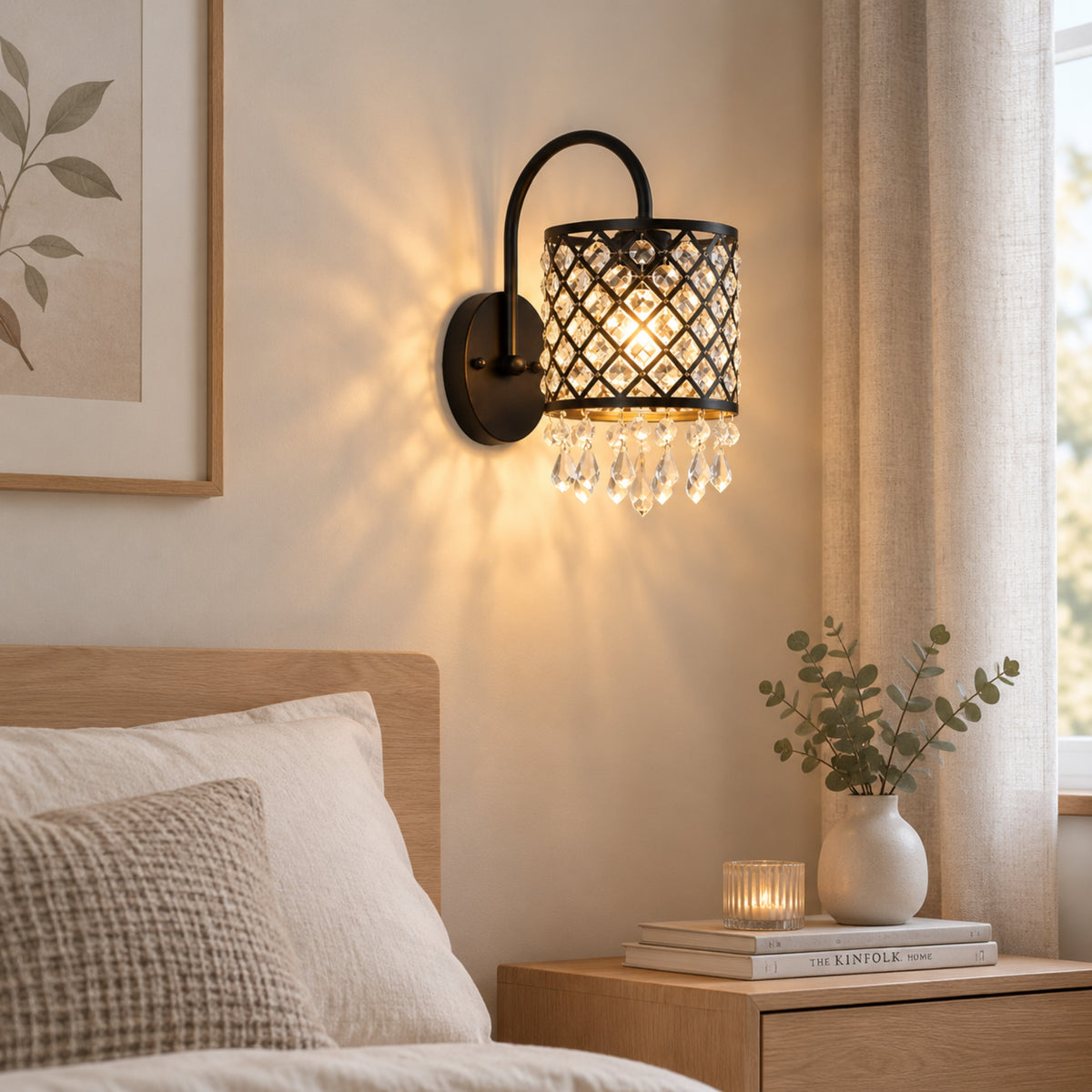 applique murale chambre adulte dessus chevet cristal elegance
