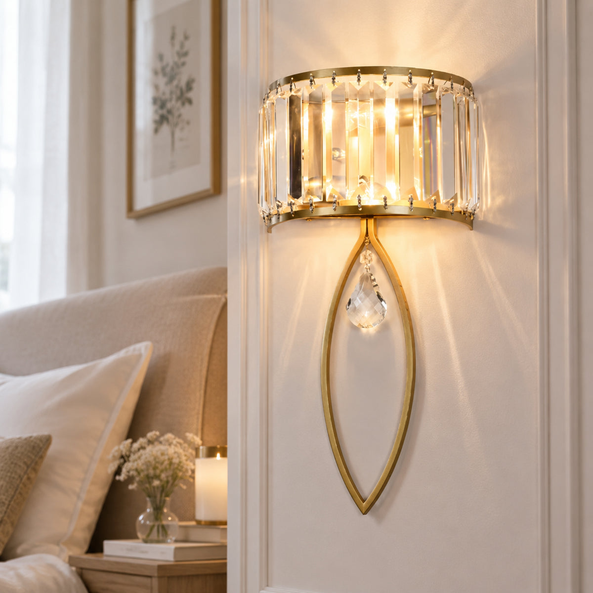applique murale chambre adulte doree rapproche cristal cocoon