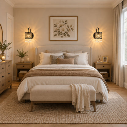 applique murale chambre adulte duo lampe cristal elegance