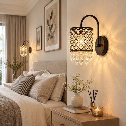 applique murale chambre adulte duo vue rapproche cristal elegance