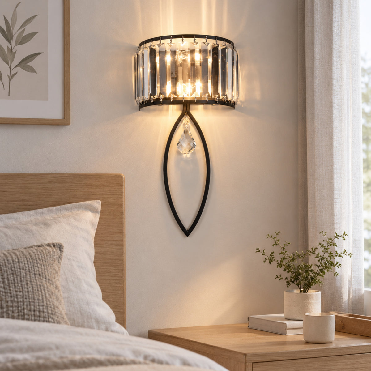 applique murale chambre adulte noire cote lit cristal cocoon