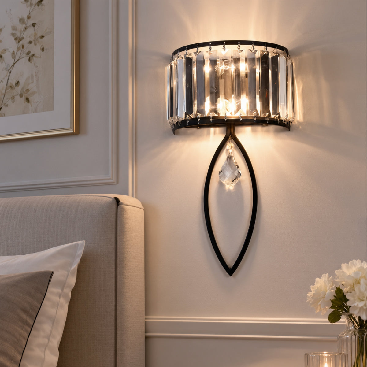 applique murale chambre adulte noire rapproche cristal cocoon