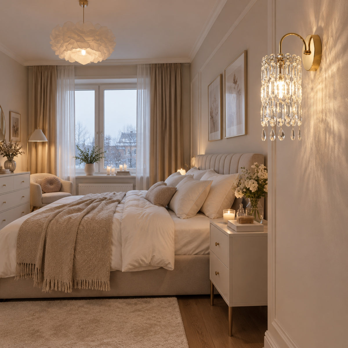 applique murale chambre adulte vue cote droit cristal romance