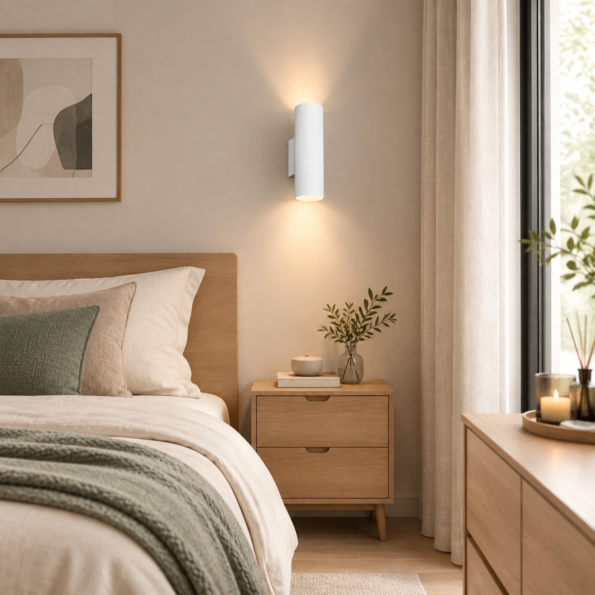 applique murale chambre blanche avec fenetre design epure