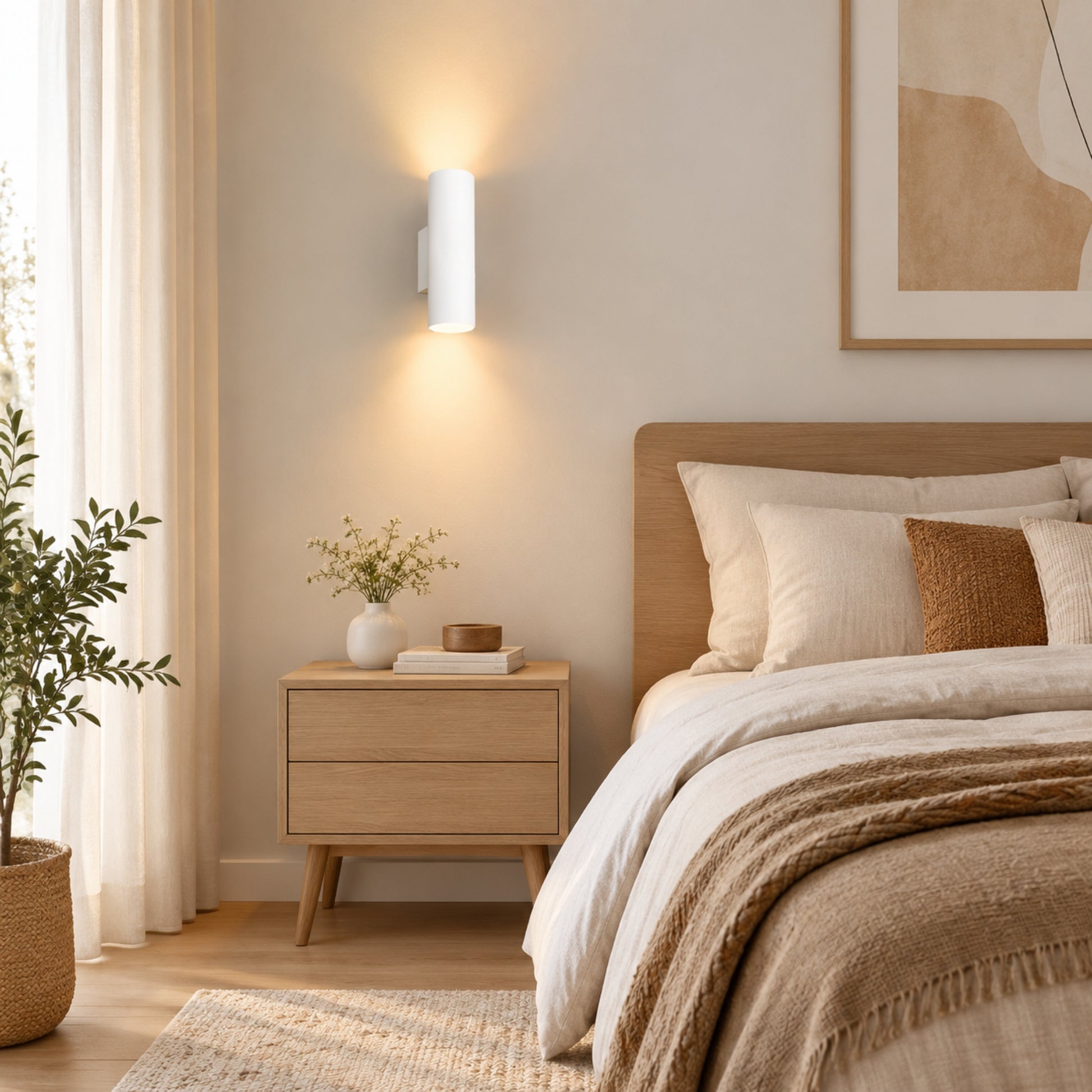 applique murale chambre blanche cote lit design epure