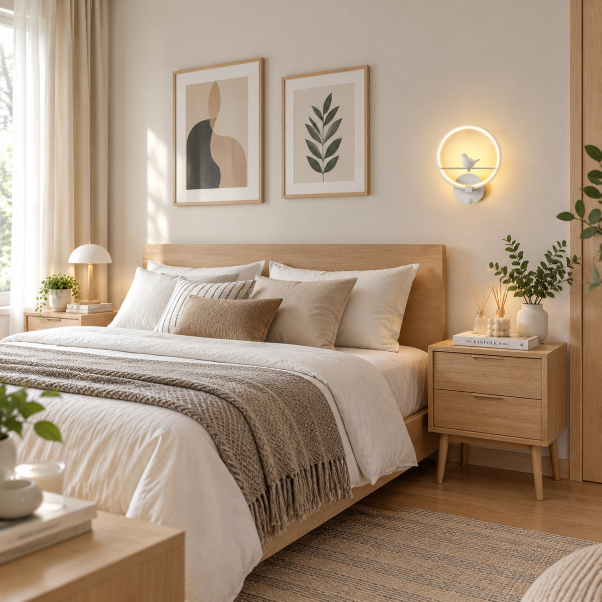 applique murale chambre couleur blanche solo oiseau lumineux led