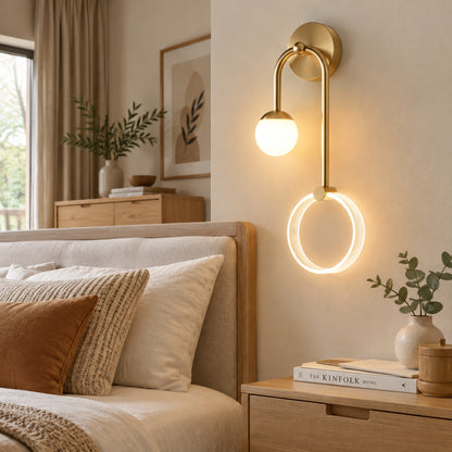 applique murale chambre couleur doree avec livre double led design
