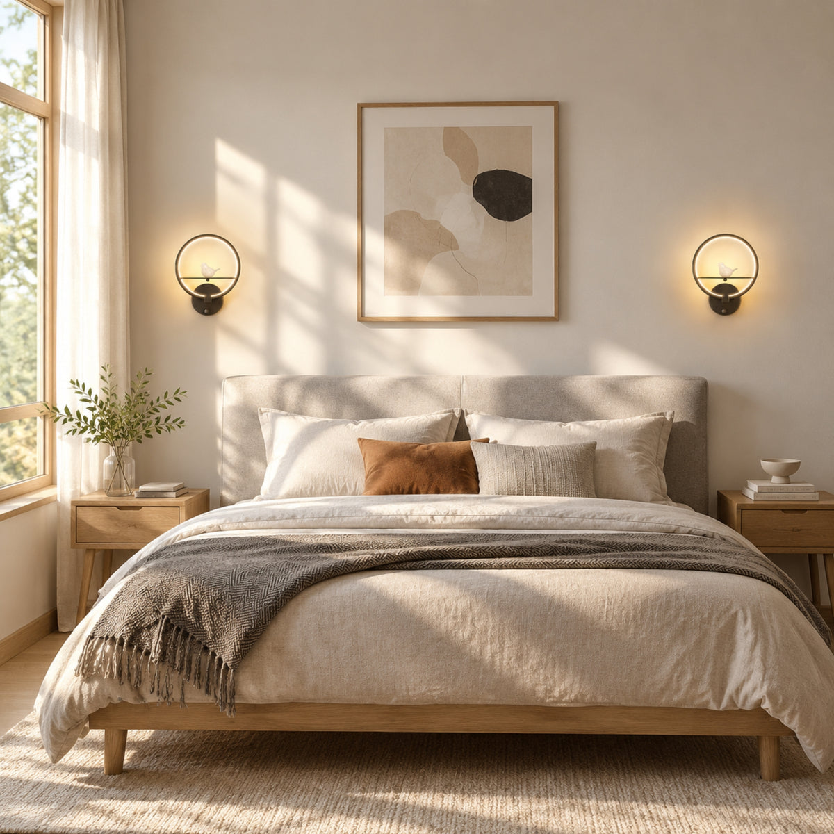 applique murale chambre couleur noire duo de lampe avec fenetre oiseau lumineux led