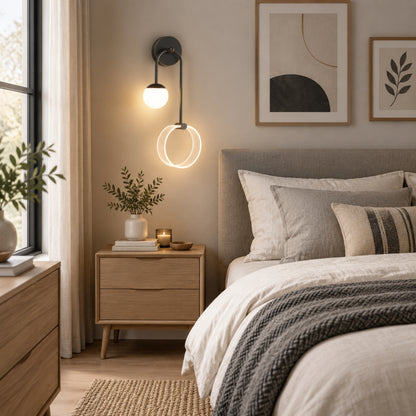 applique murale chambre couleur noire solo double led design