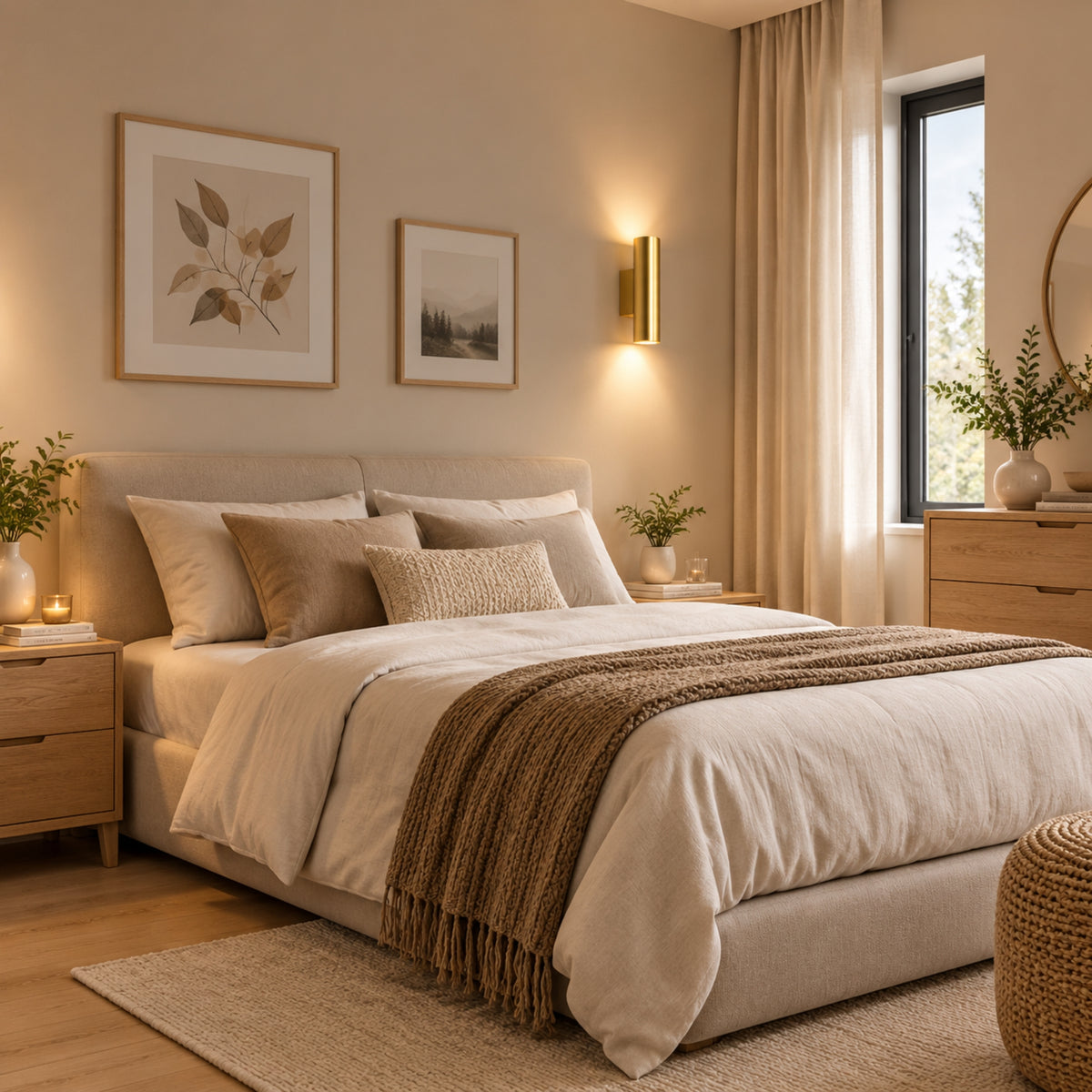 applique murale chambre doree avec fenetre design epure