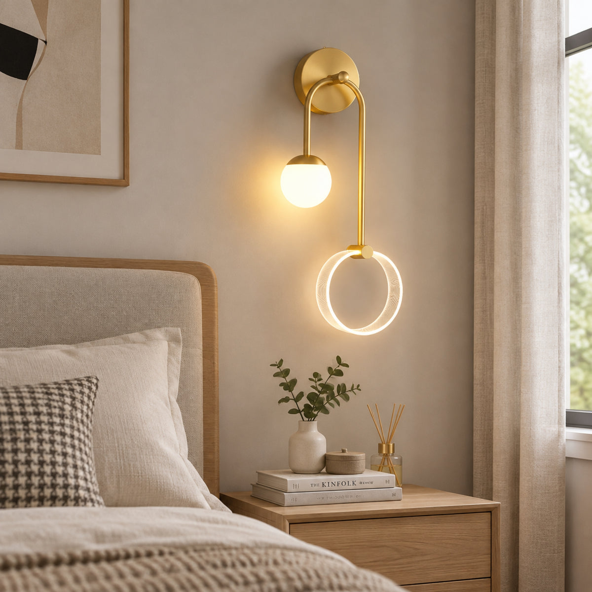 applique murale chambre doree avec fenetre double led design