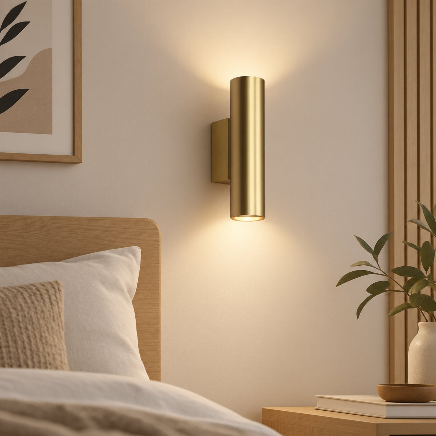 applique murale chambre doree cote lit design epure