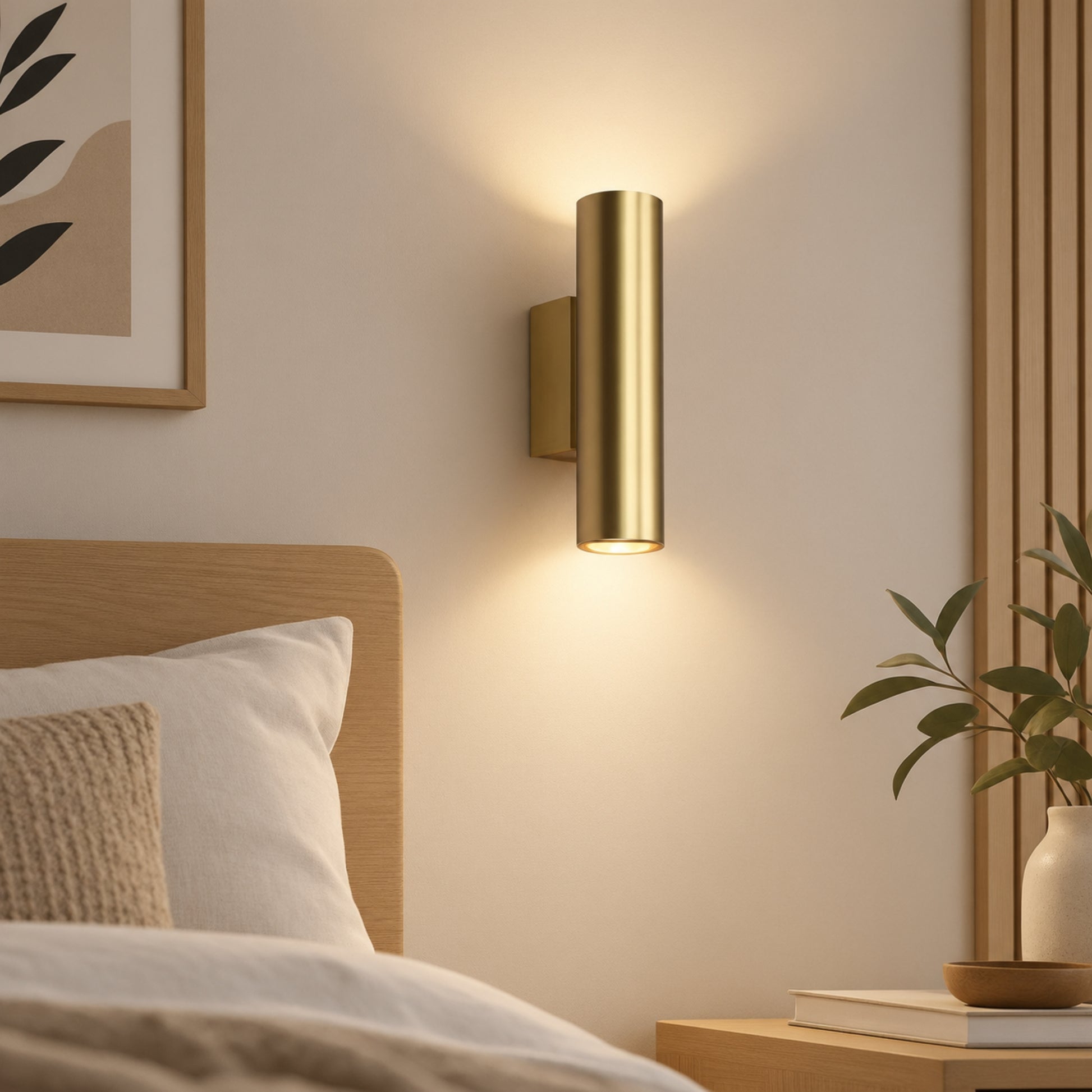 applique murale chambre doree cote lit design epure