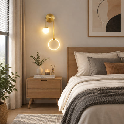 applique murale chambre doree cote lit double led design
