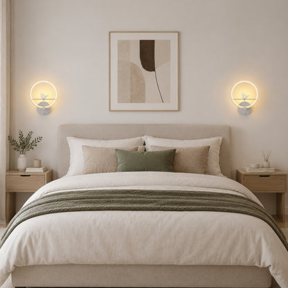applique murale chambre duo blanche sur mur oiseau lumineux led