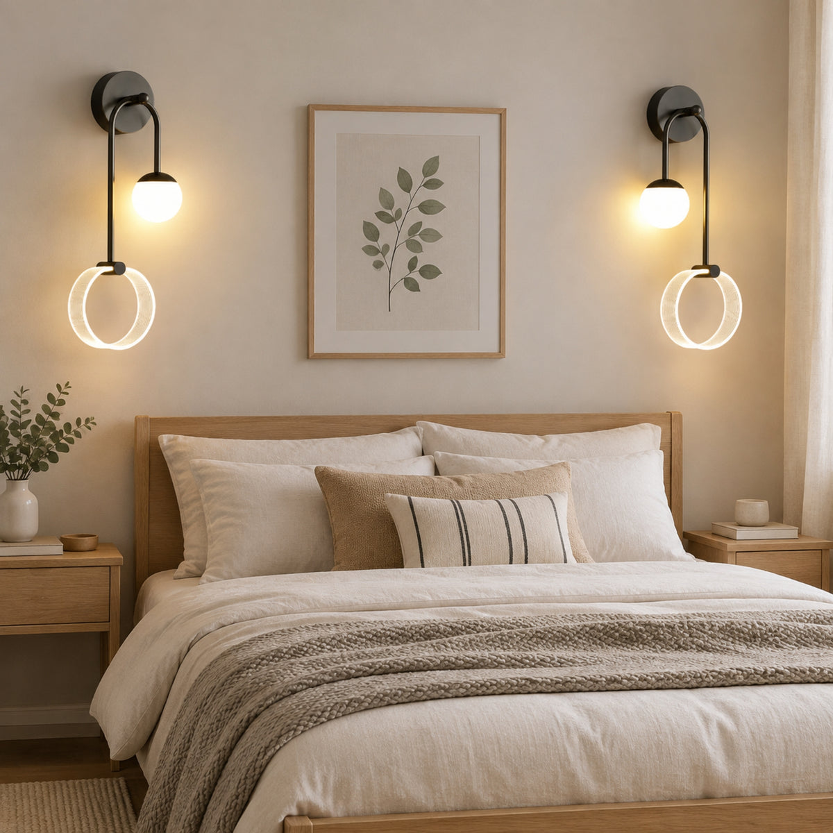 applique murale chambre duo lampe noire double led design