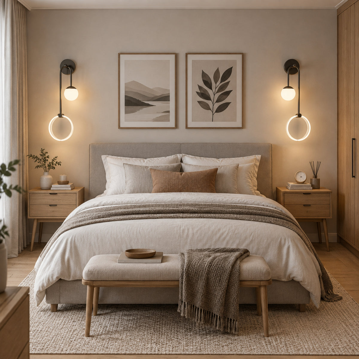 applique murale chambre duo noire double led design