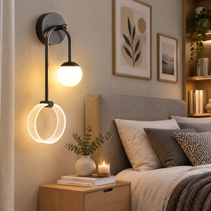 applique murale chambre noir avec bougie double led design