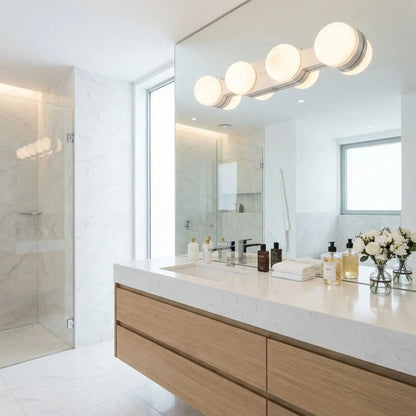 applique murale pour salle de bain blanc chaud sur miroir