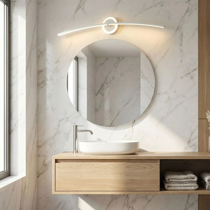applique murale pour salle de bain couleur argent au dessus miroir led incurve moderne