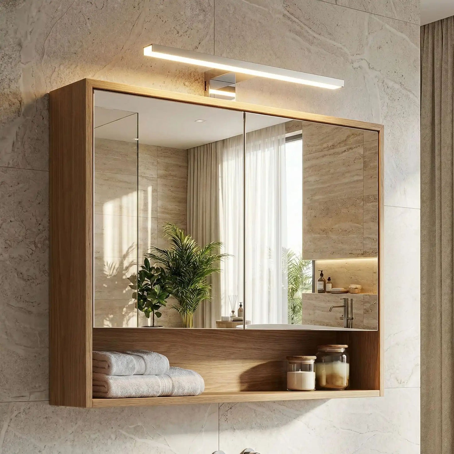 applique murale pour salle de bain meuble pharmacie led ip44 anti buee