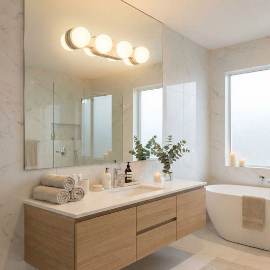 applique murale pour salle de bain sur miroir au dessus comptoir