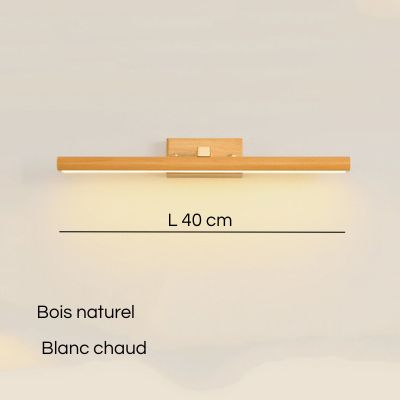 applique murale salle de bain 40 cm bois naturel blanc chaud