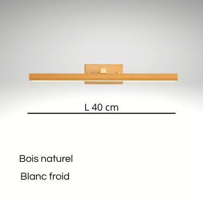 applique murale salle de bain 40 cm bois naturel froid
