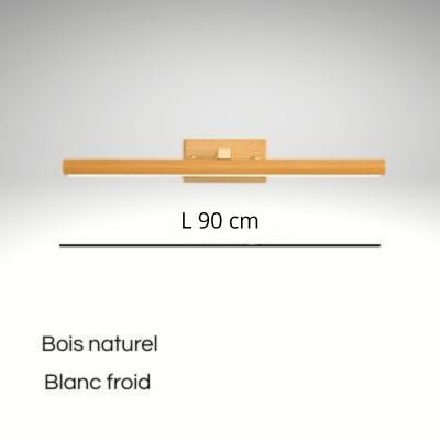 applique murale salle de bain 90 cm bois naturel blanc froid