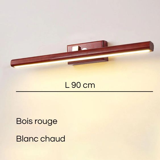applique murale salle de bain 90 cm bois rouge blanc chaud
