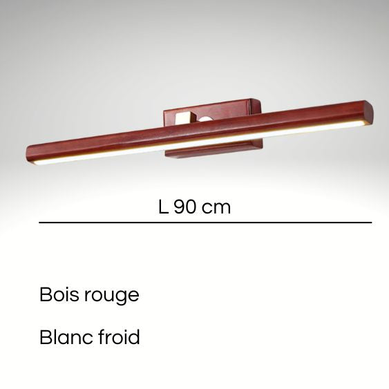 applique murale salle de bain 90 cm bois rouge blanc froid