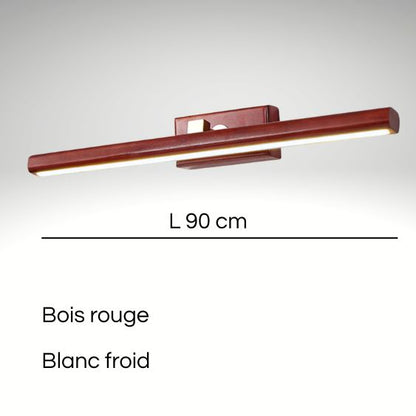 applique murale salle de bain 90 cm bois rouge blanc froid
