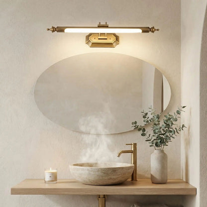 applique murale salle de bain style europeen au dessus miroir ovale retro doree
