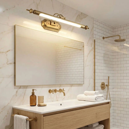 applique murale salle de bain style europeen au dessus miroir rectangle retro doree
