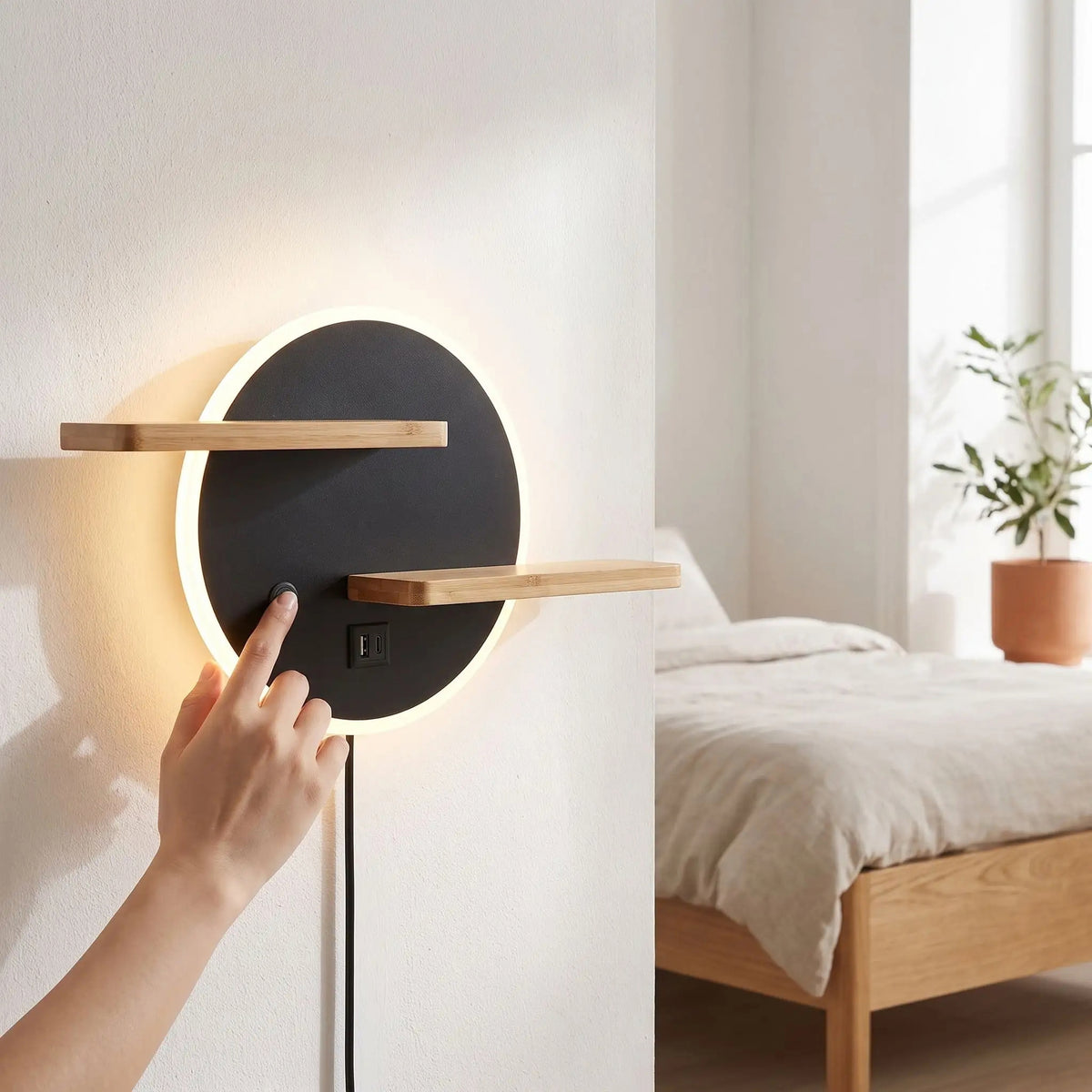 applique pour chambre avec main scandia port usb