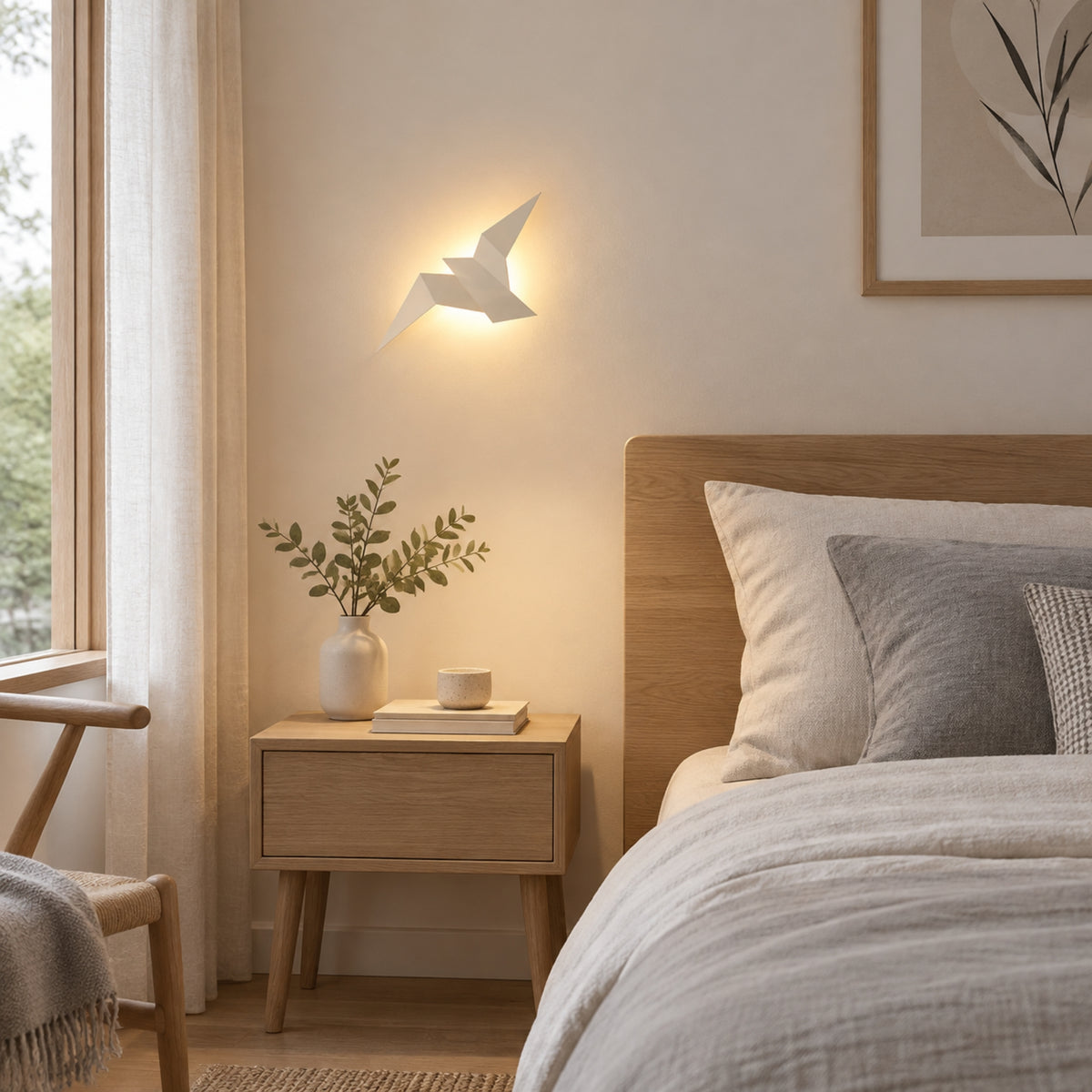 applique pour chambre blanche cote fenetre origami design led