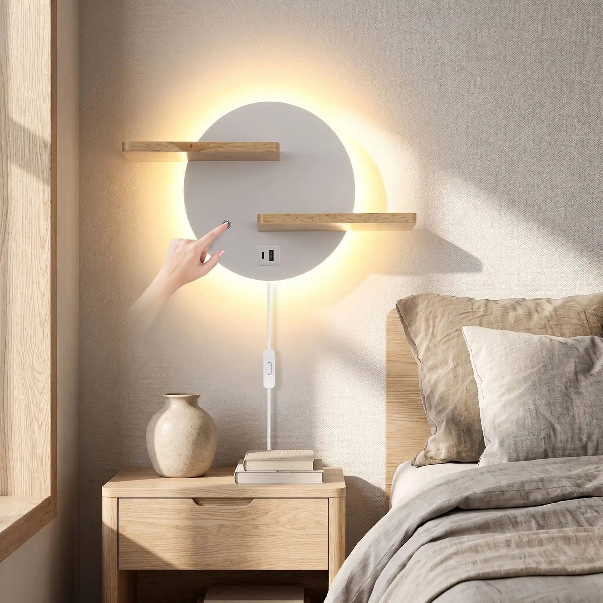 applique pour chambre blanche main scandia port usb